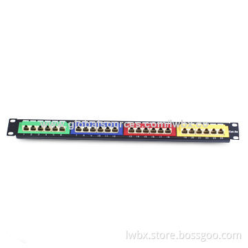 24-port 45° CAT 5e/6 Patch Panel, Color Coded, 19 Inches Length, Used for Krone/110 Dual IDC